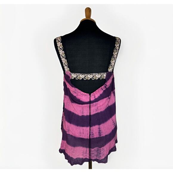 Free People RARE Womens XS MixedMedia Sheer Keyhole Back Tank Top Witchcore READ - Picture 5 of 12